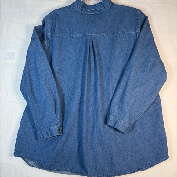 Quacker Factory Women's Button Up Jean Shirt with Embroidered Pumpkins Sz 2X - Picture 6 of 11